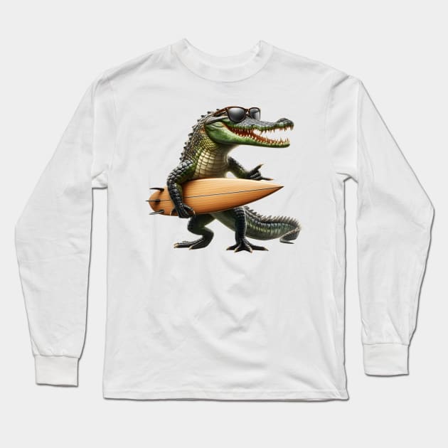 Copy of Funny - Crocodile surfer Long Sleeve T-Shirt by Ingridpd